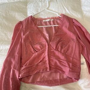 Pink Lace Detail Women's Top